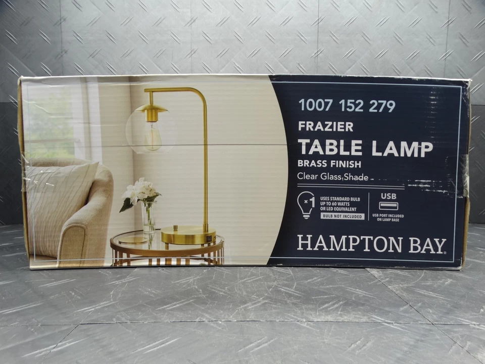 Hampton Bay Frazier 21.5 in. Antique Brass Table Lamp with USB Port 1007152279 - Image 2 of 4