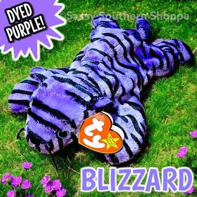 ☆ BLIZZARD Ty Beanie Babies *Hand-Dyed* PURPLE & Black Stripes