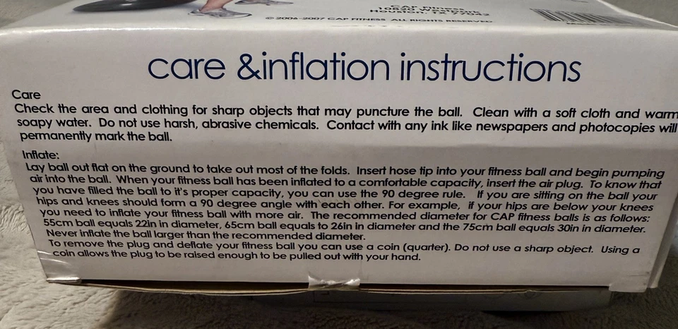 Cap Fitness 75cm Exercise Ball with Pump  Fitness Ball New in box - Image 3 of 4