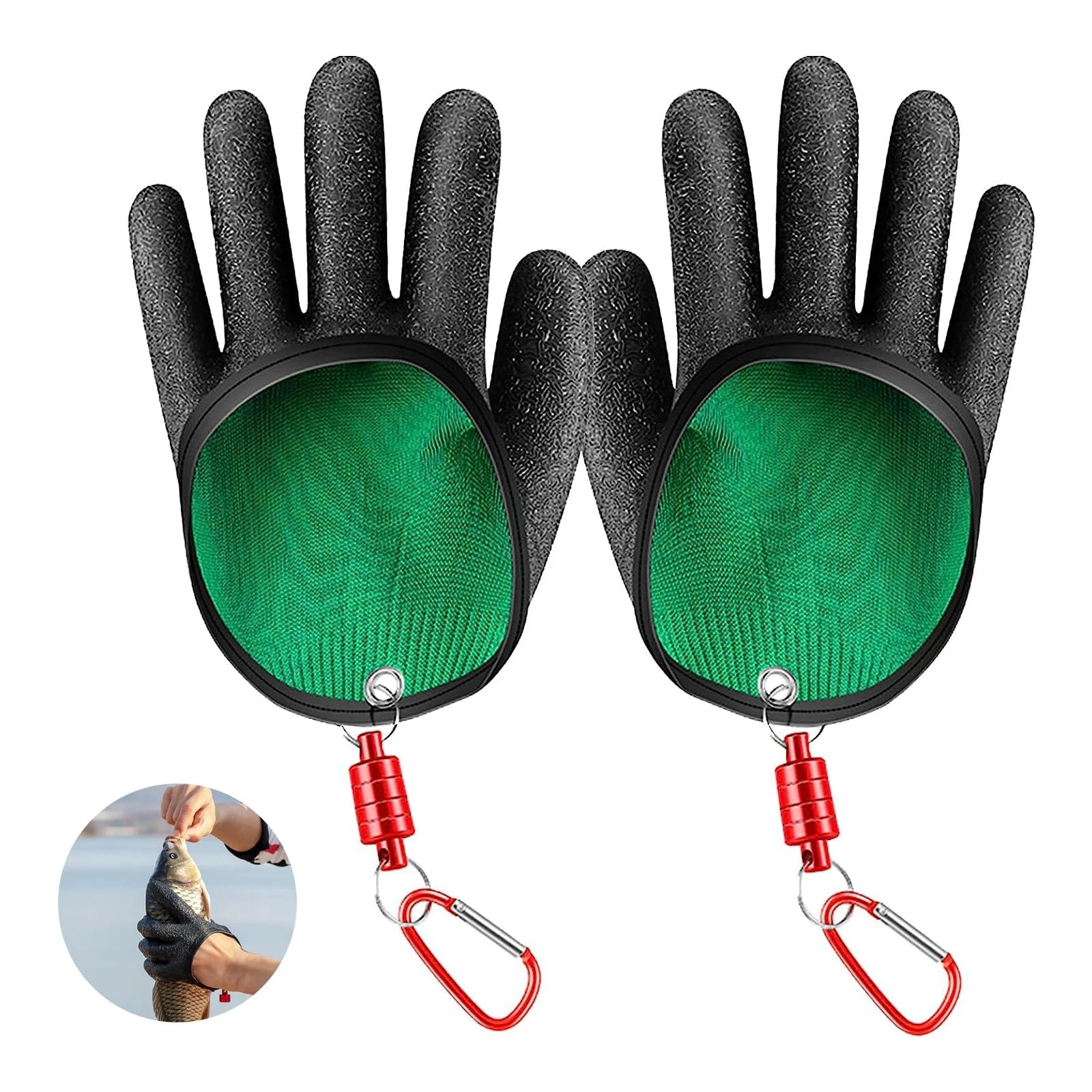 2 Pieces Stab Resistant Bite Resistant Fishing Glove, Fishing Gloves with Magnetic...