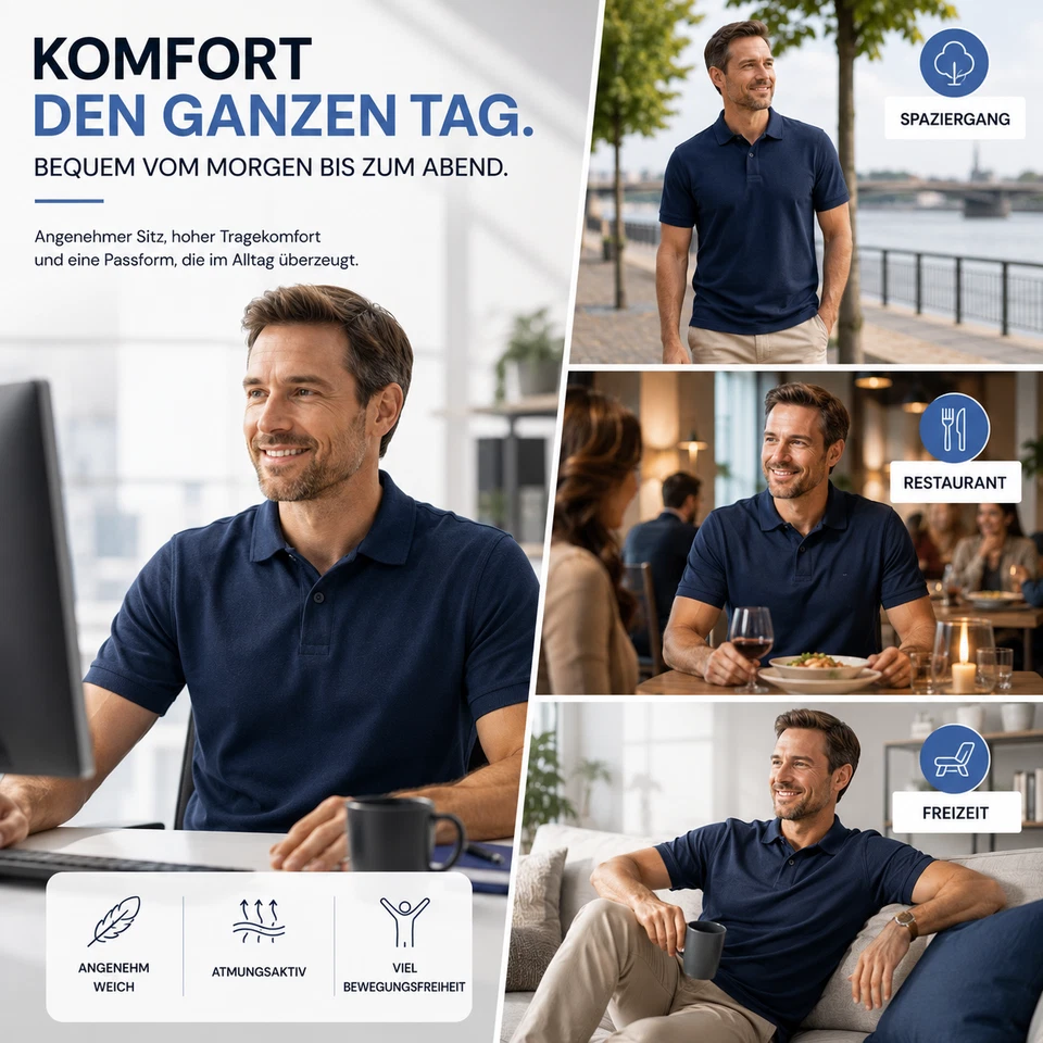 FRUIT OF THE LOOM Poloshirt PREMIUM Polo M L XL XXL 3XL 100%BAUMWOLLE SHIRTS NEU - Bild 3 von 4
