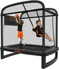 Jumpfly 6FT Rectangle Trampoline for Kids, Toddler Trampoline with Swing  Baske
