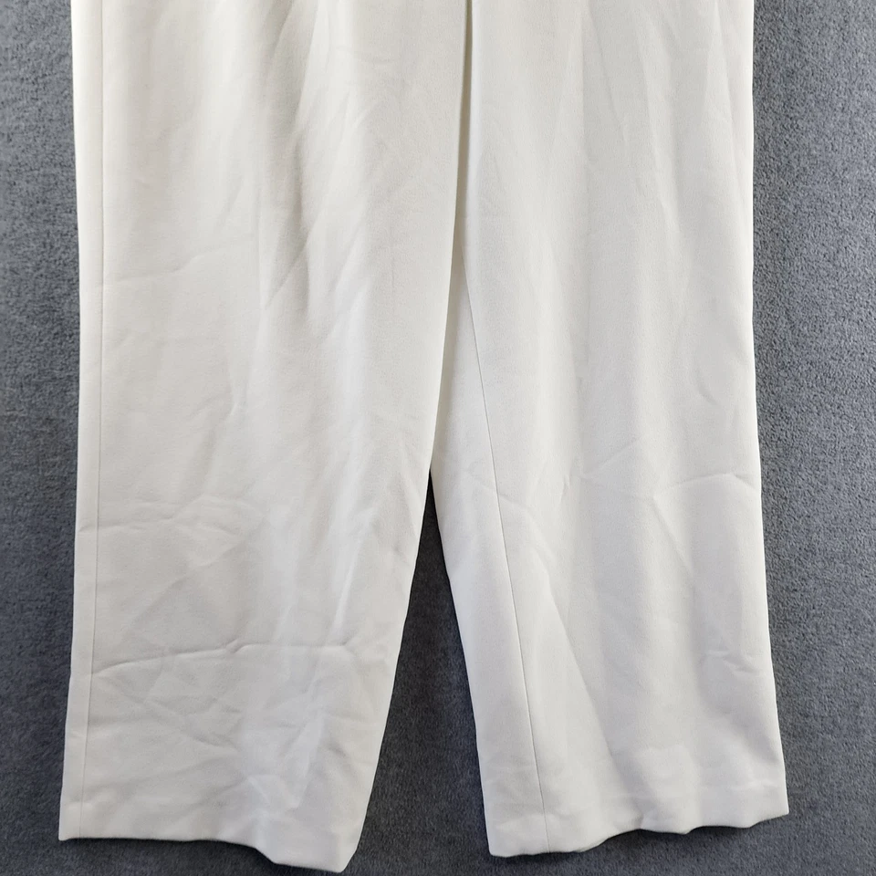 Pantalones para mujer Tahari ASL tiro medio pierna ancha 12 blancos lisos cremallera gancho y cierre de barra Foto 4 de 4