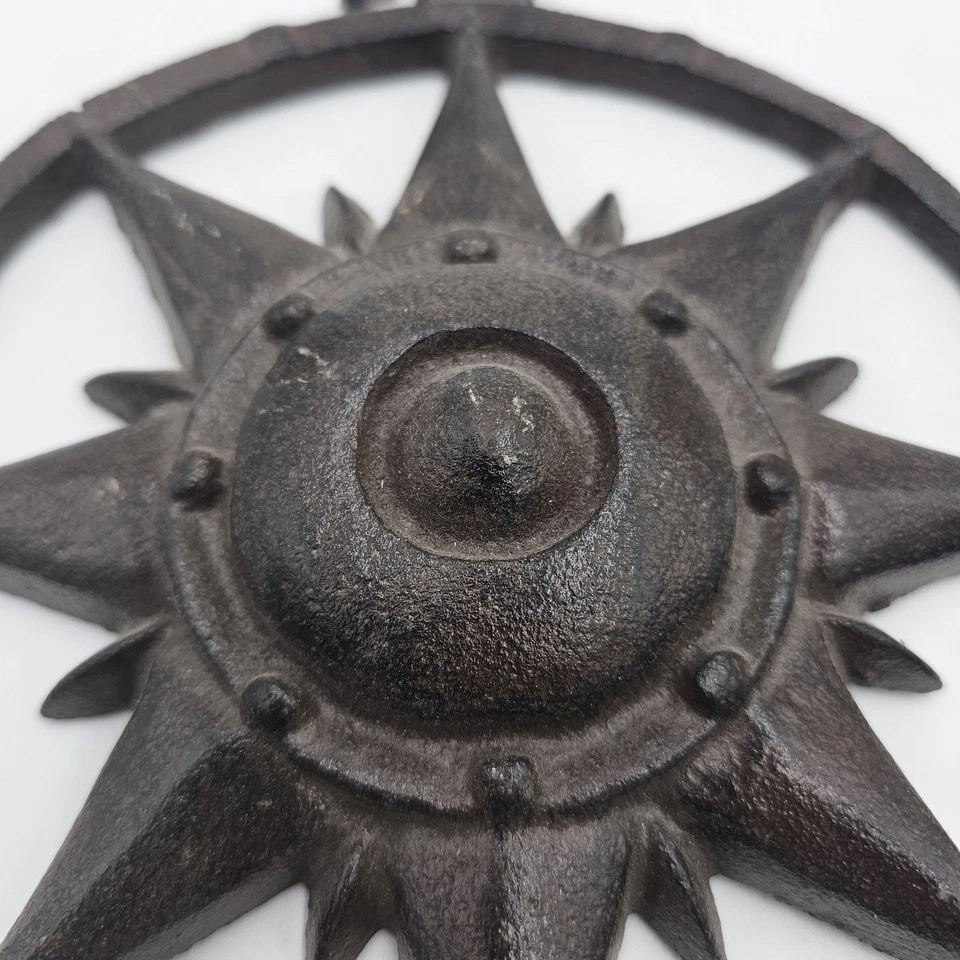 HEAVY Cast Iron Compass Rose | Rustic Nautical Wall Decor Plaque 11.5" Metal Art - Image 4 of 4