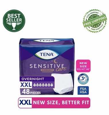 TENA Sensitive Care Overnight Incontinence Underwear for Women, XXL, 48 Count