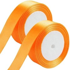 5 Rolls of Bright Orange Polyester Ribbon for Halloween Decor and Gifts