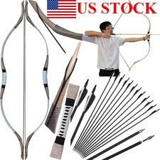 30-65lb Archery Traditional Recurve Bow&Arrow Cowhide Mongolian Horsebow Hunting