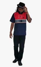 African Men's Shirt Kente Patches with embroidery shirt chest: 42 in 