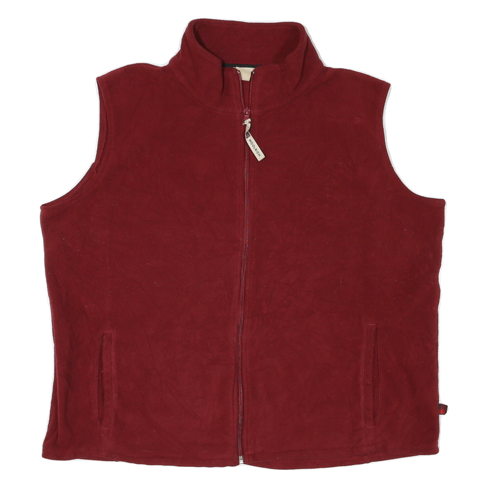 WOOLRICH Womens Red Zip Fleece Vest XL Polyester Sleeveless Casual Outdoor Layer