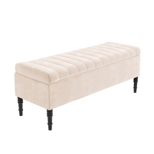 Paris Plush Ottoman Bench with Legs, End of Bed Table, Velvet Storage Shoe Bench - Picture 62 of 104