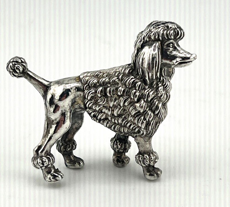 Vintage 925 Sterling silver  collectible miniature dog figure French Poodle