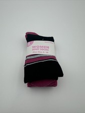 Women  s Black/pink Boot Socks 4-10 2 Pair