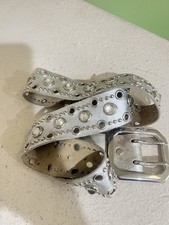 Unbranded soft leather Silver Studded unisex silver Belt western festive