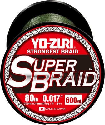 Yo-Zuri SuperBraid Fishing Line 80lb Test 600 Yard Spool R1512-DG Dark Green NEW