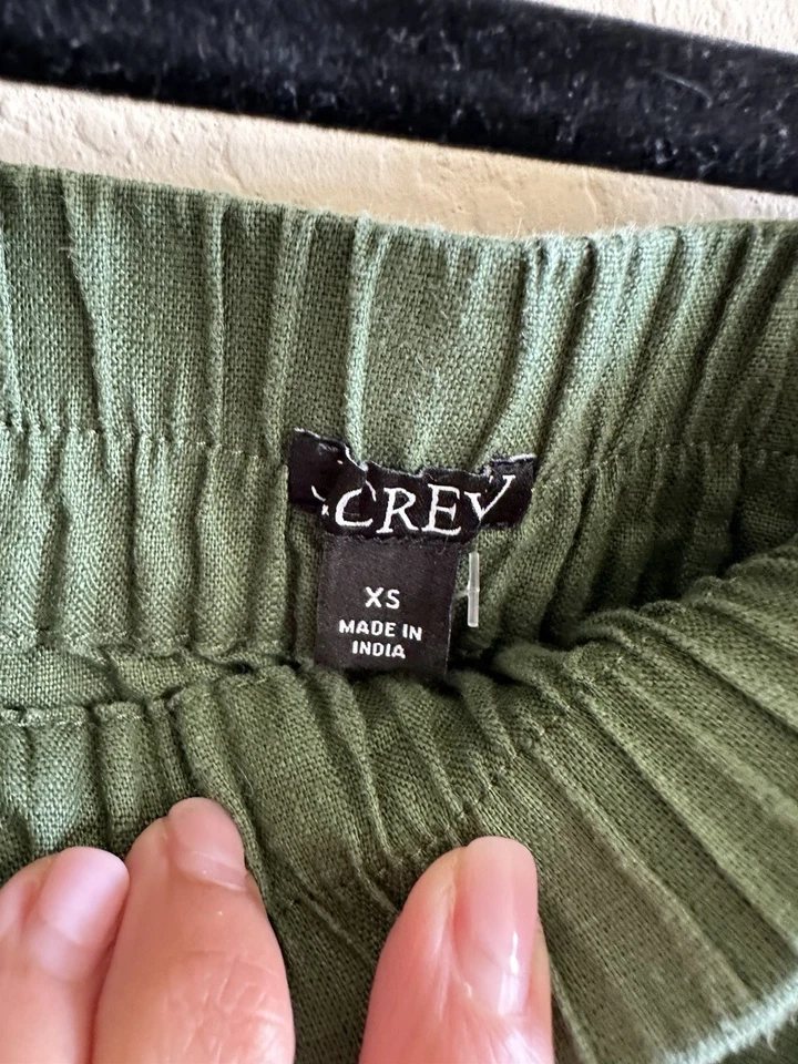 Pantalón Corto Mujer J.CREW Tropez Ligero Utilitario Verde Lino XS 100 % Lino Foto 4 de 4