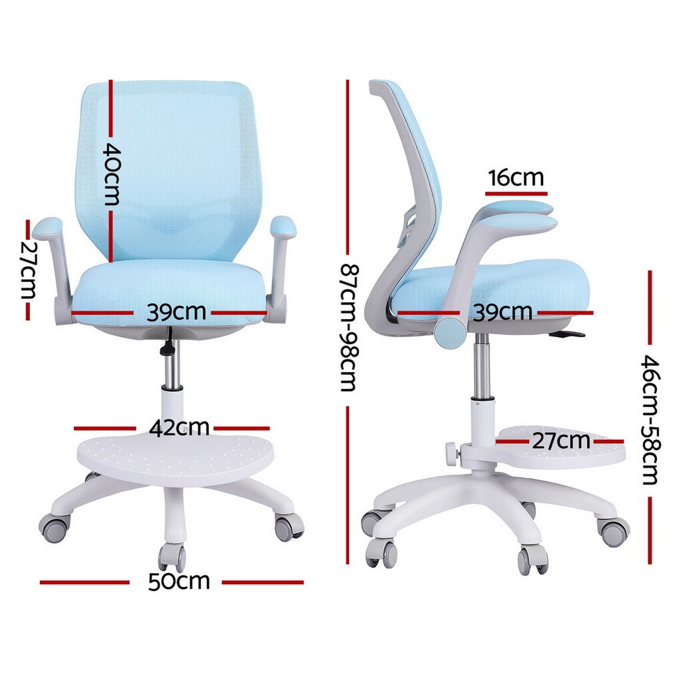 Keezi Kids Ergonomic Study Chair Adjustable w/ Wheels Footrest Blue — image 3