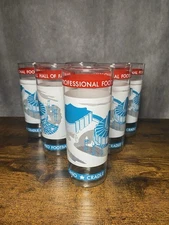 Set of 6 National Professional Football Hall of Fame Anchor Hocking Glasses 