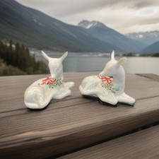 Pair Of Lenox Holiday Deer China Jewels Colle...