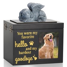 DiDiBirDi Large Dog Urn for Ashes, Black Wooden Pet Keepsake Large,