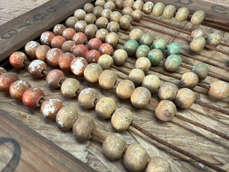 Alter Rechenschieber Abakus m. Schiefertafel Holz Vintage Schulunterricht 1930er - Bild 4 von 4