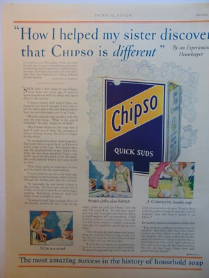#ad 1926 CHIPSO SOAP QUICK SUDS vintage art print ad $6.00