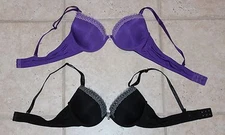 NWOT MaMia Womens 34B Black Purple Set of 2 Bras