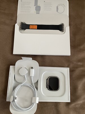 Apple Watch Ultra 49mm Titanium Case with Orange Alpine Loop, Medium (GPS +...