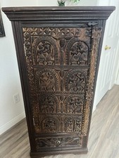 African Hand Carved Wooden Cabinet