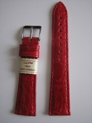 1 CINTURINO PELLE DI COCCODRILLO VERO SEMI IMBOTTITO NUOVO DA 22 mm. ROSSO  | eBay