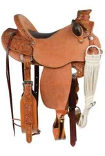 Premium Wade Tree Rough Out Leather Horse Western Saddle With Tack Set + Girth