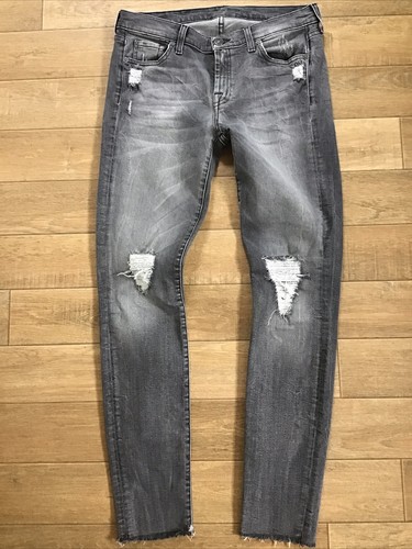 Jeans da donna 7 for all mankind the skinny effetto invecchiato L28 x L28 gambe tagliate - Foto 2 di 16