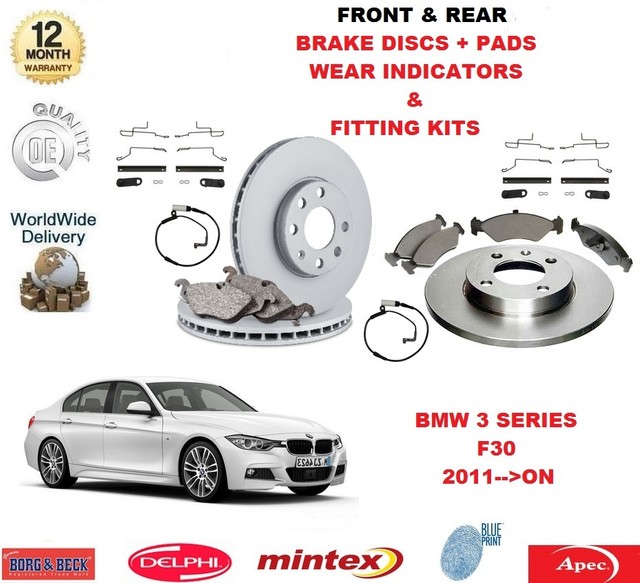 FOR BMW 320i 320d F30 FRONT & REAR BRAKE PADS DISCS FITTING KIT WEAR