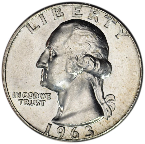 1963 25C BU Silver Washington Quarter Type B Reverse FS - 901