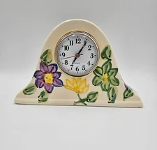 Ceramic Hand Painted Floral Quartz Battery Operated Mantel Clock