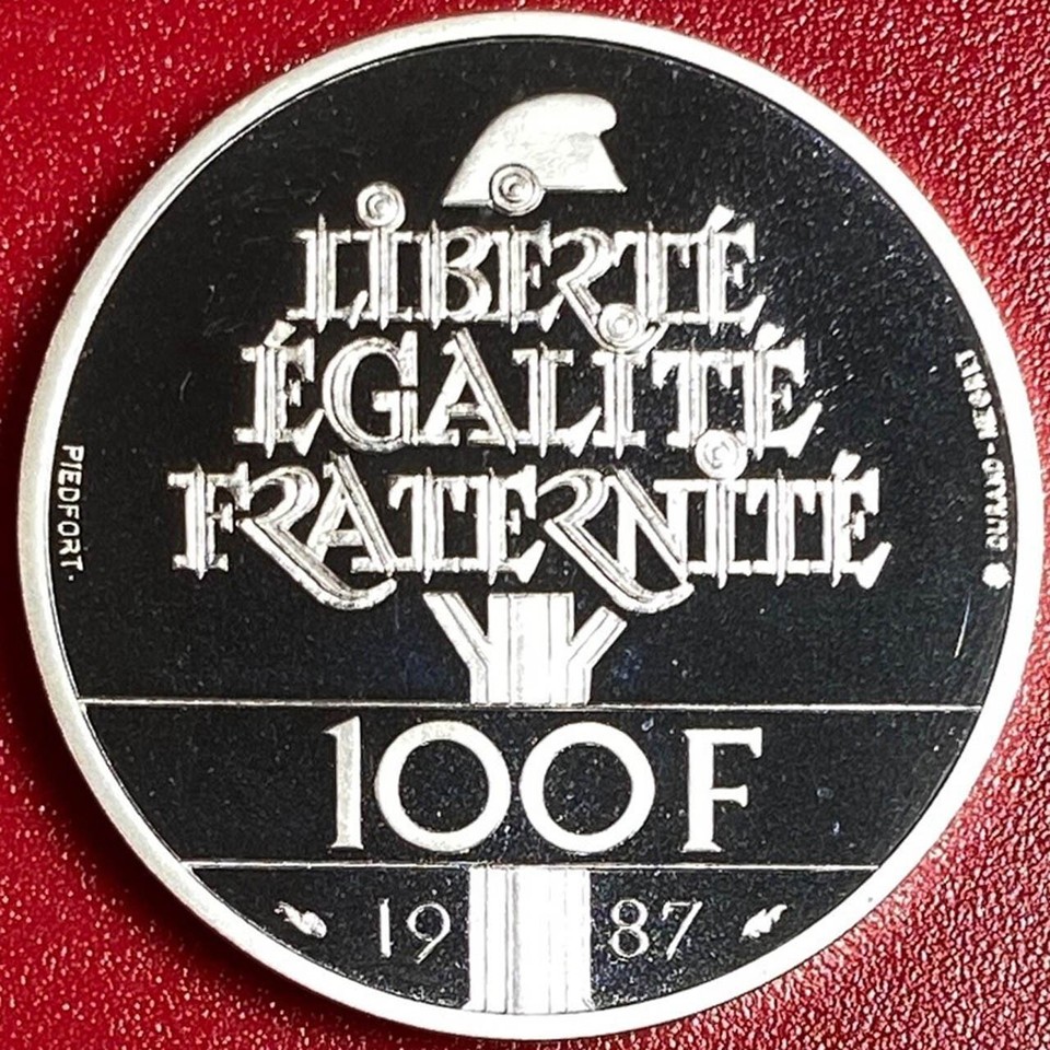 1987 FRANCE 100 FRANCS PIEFORT .92 OZ SILVER PROOF LAFAYETTE PIEDFORT ...
