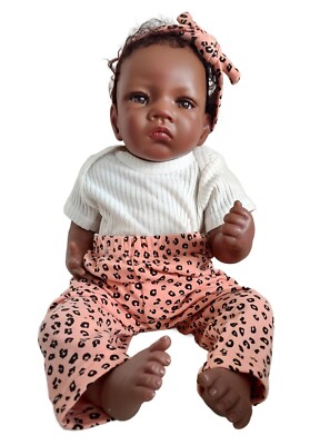 African American Baby Doll Soft Life Like Feel Weighted Bottom for Sitting