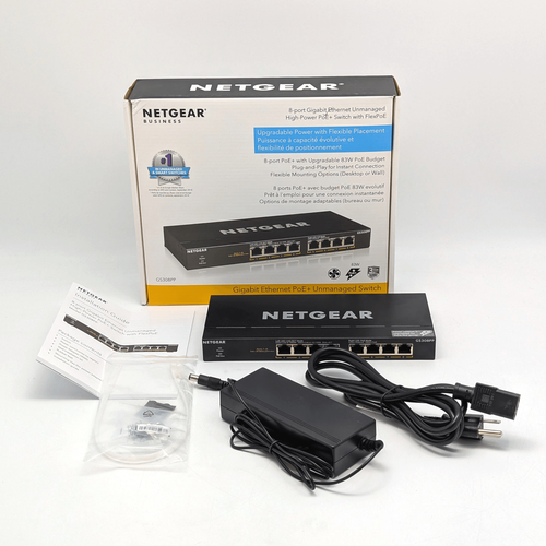 Netgear GS308PP-100NAS 8-Port Gigabit PoE+ Unmanaged Ethernet Switch