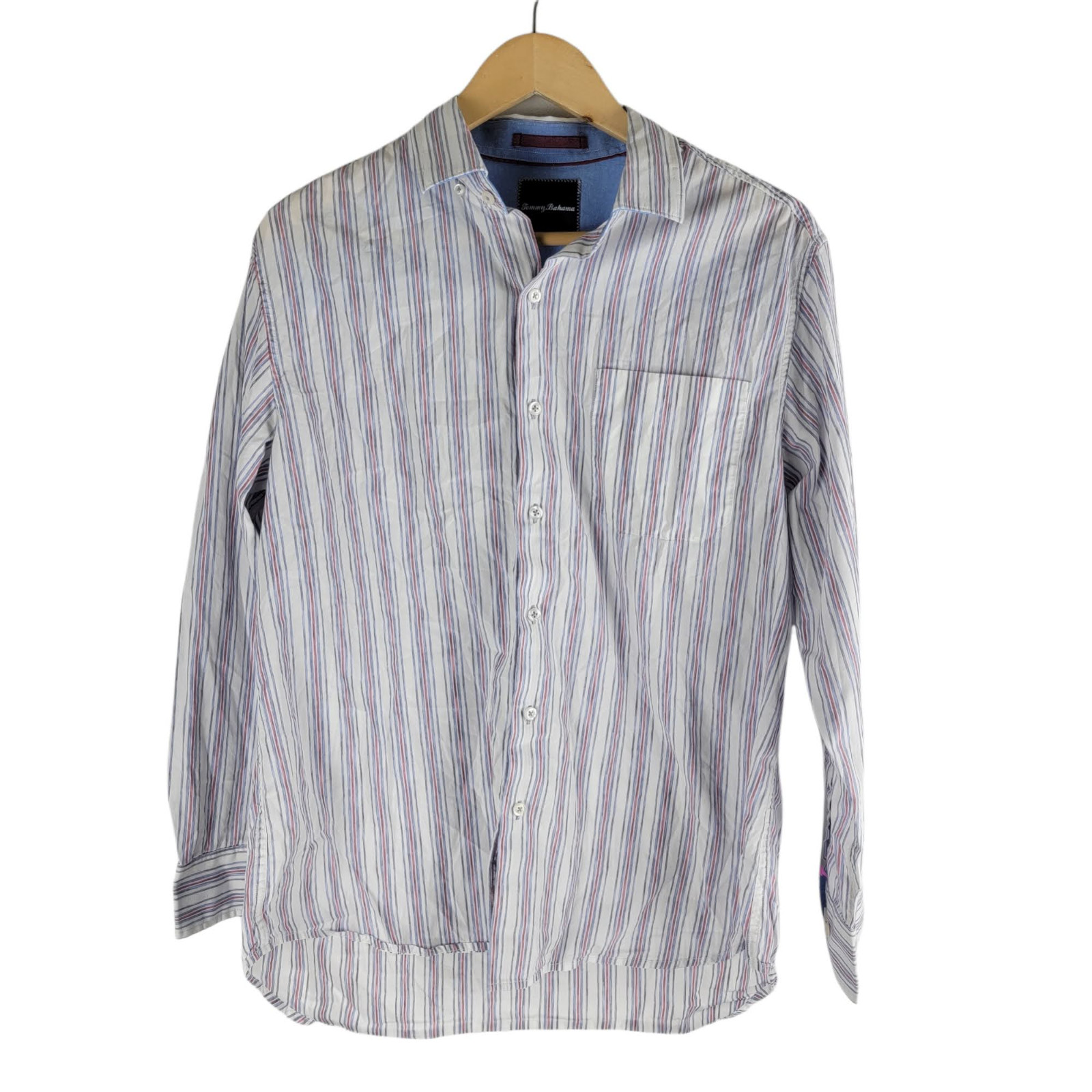 Tommy Bahama mens long sleeve button up shirt striped white sz M