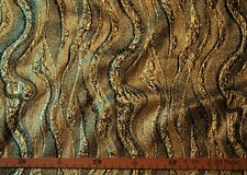 Dekostoff (€22/m²) 0,3 m Gold Silber Brokat Ornamente  1,14 m breit