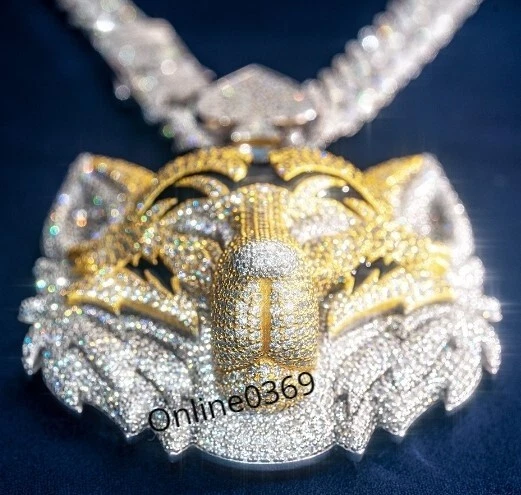 Nueva Llegada Para Hombre Esmalte Negro 3D Cara de Zorro Colgante Dos Tonos Plateado Foto 3 de 4