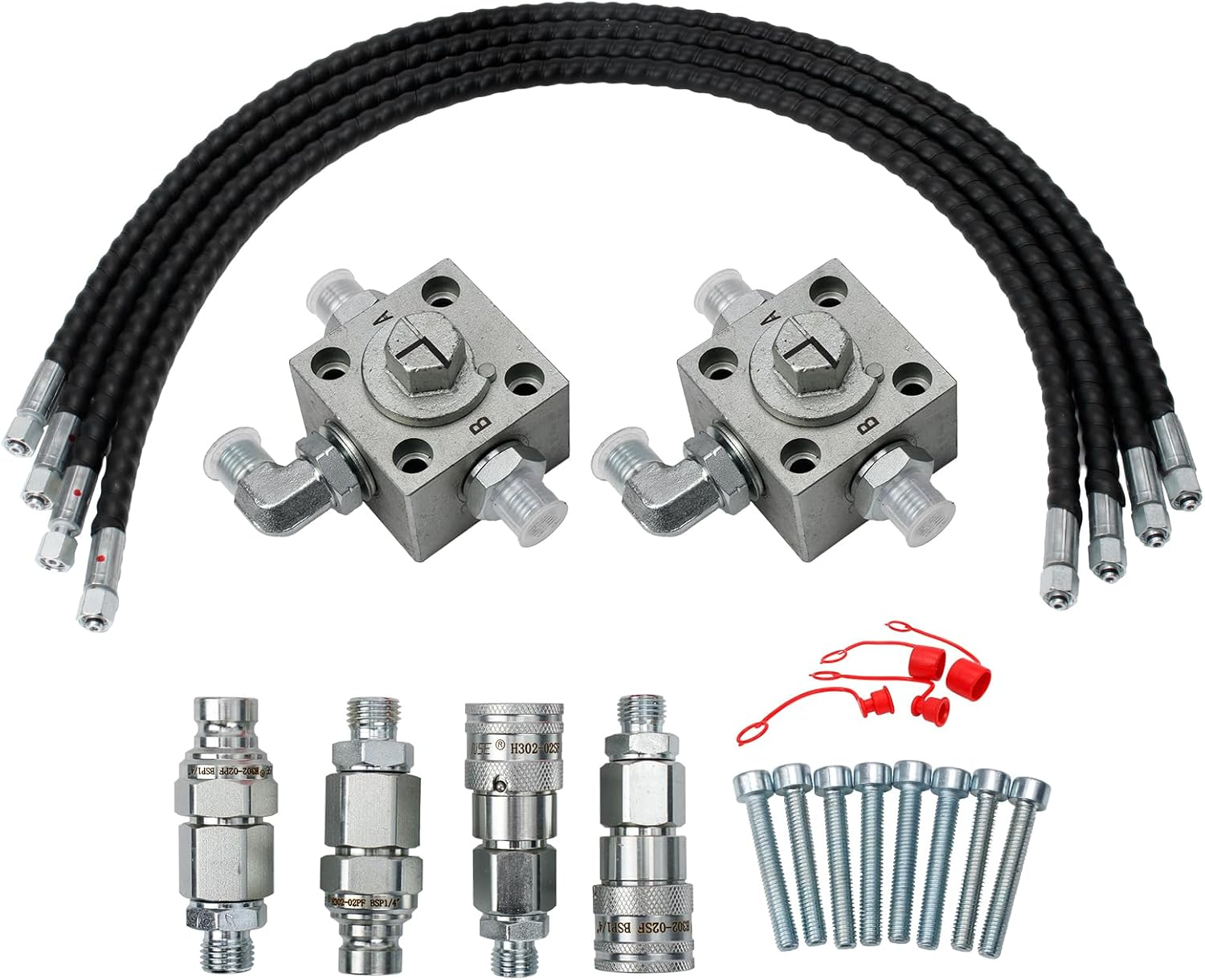 2 Three Way Diverter Valves for 1-2 ton Chinese Mini Excavator w/ Quick Connects