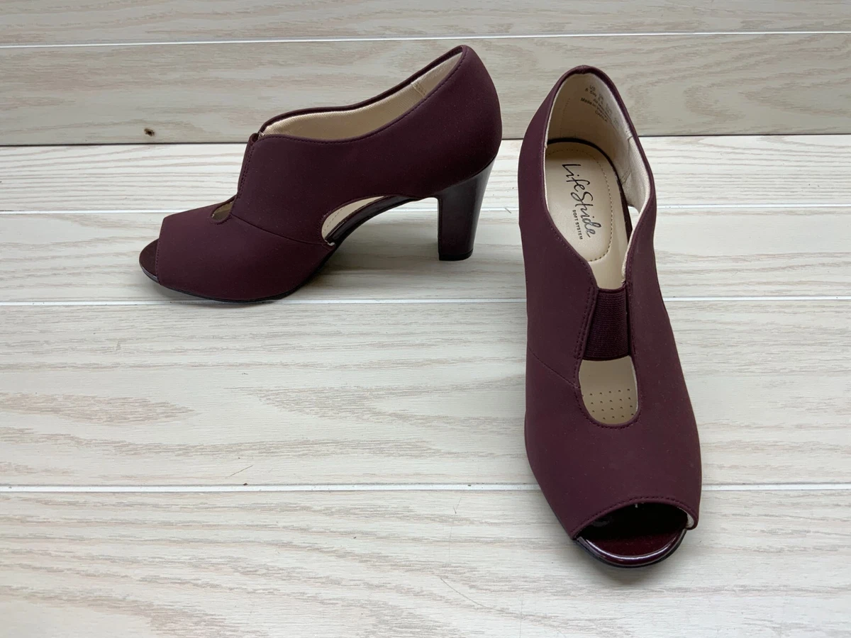 Lifestride peep toe booties cheap
