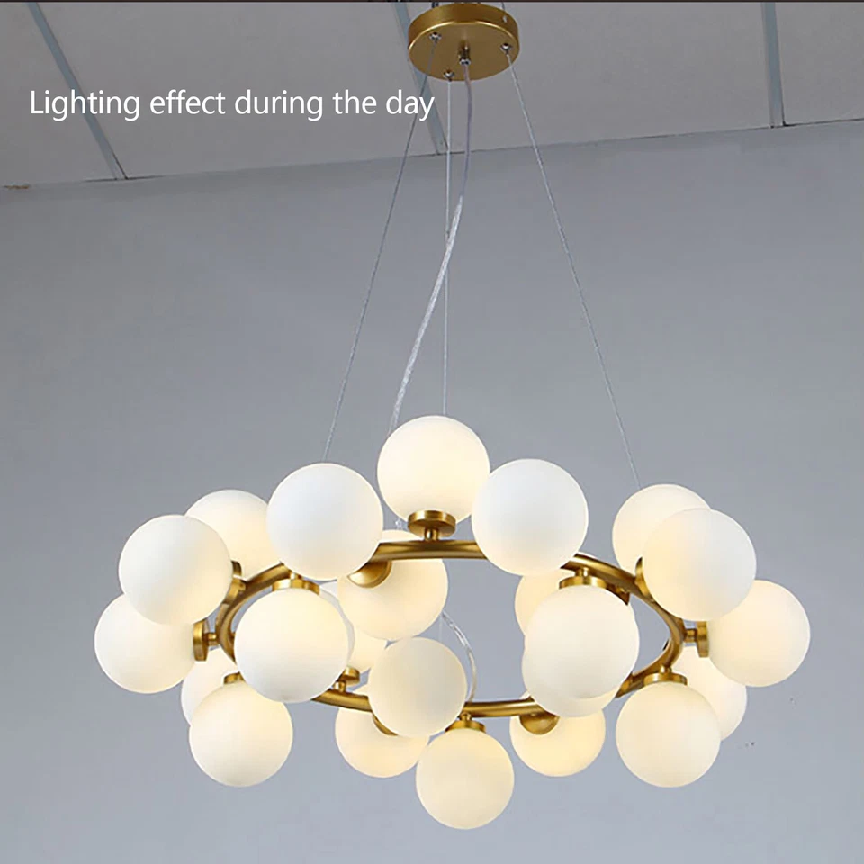 Lámpara Colgante Globo Vidrio Dorado Lámpara Mediados de Siglo Lámpara Techo Decoración Foto 4 de 4