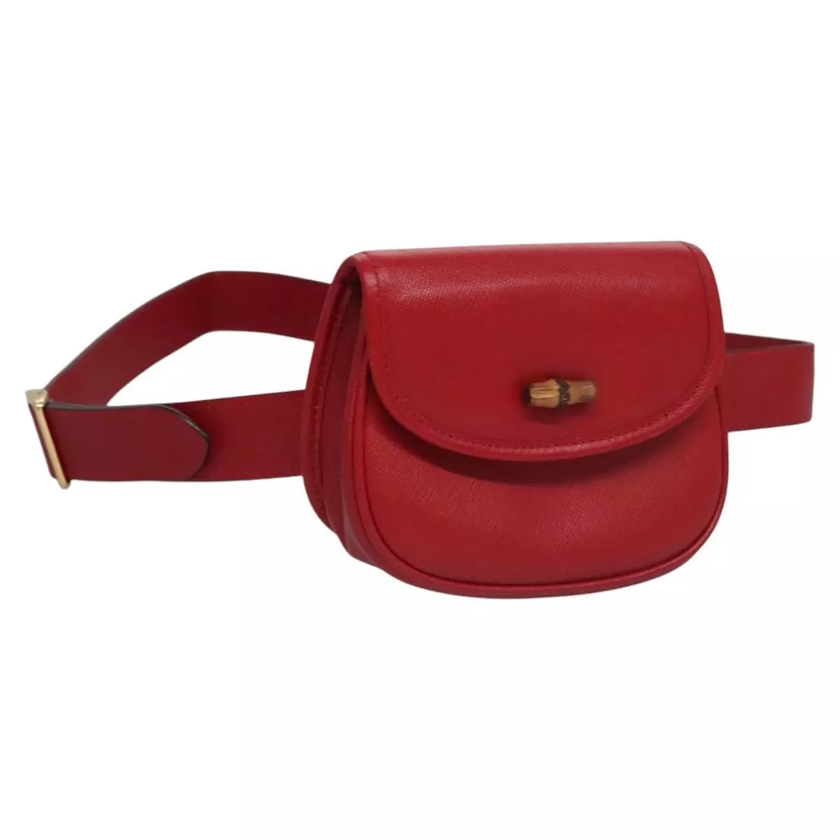 Sac GUCCI bambou taille cuir rouge authentique 113159