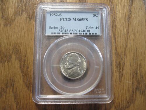 1952 S PCGS MS65FS JEFFERSON NICKEL BRIGHT