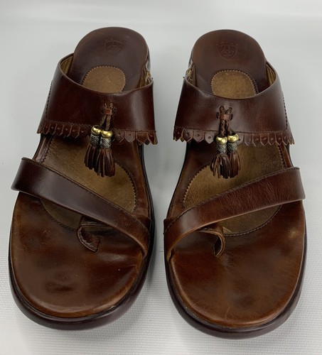 Sandalias planas Ariat de cuero genuino 9,5 B sin cordones marrón - Imagen 2 de 13