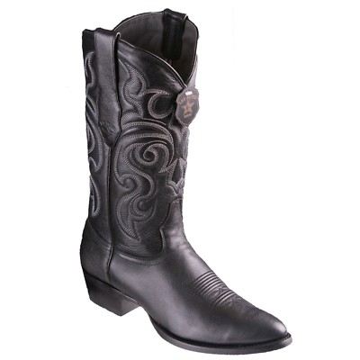 Men's Los Altos Black Genuine Goat Leather Round Toe Cowboy Western Boot D 