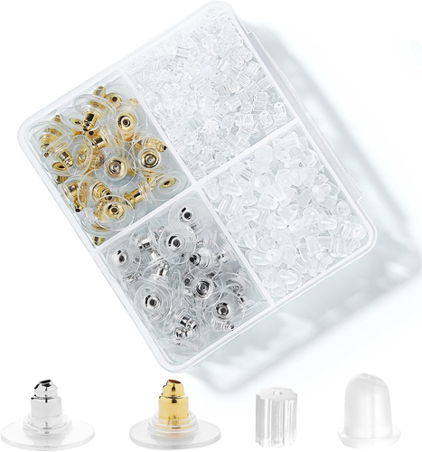 4 Styles 620 Pcs Silicone Earring Backs for Studs, Clear Earring Backings Hypoal - Picture 11 of 12