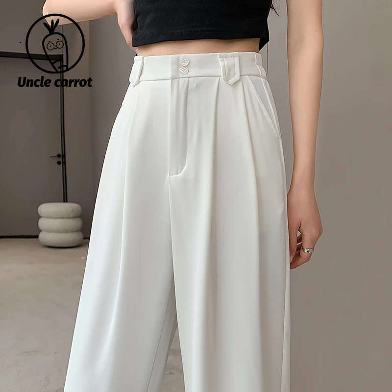 Women's Pants Summer Thin Style High Waist Casual Pants Straight Wide Leg Pants