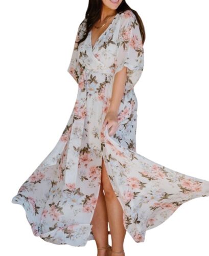 Baltic Born Floral Maxi Dress With Flutter Sleeves & Wrap Front M - Picture 2 of 8